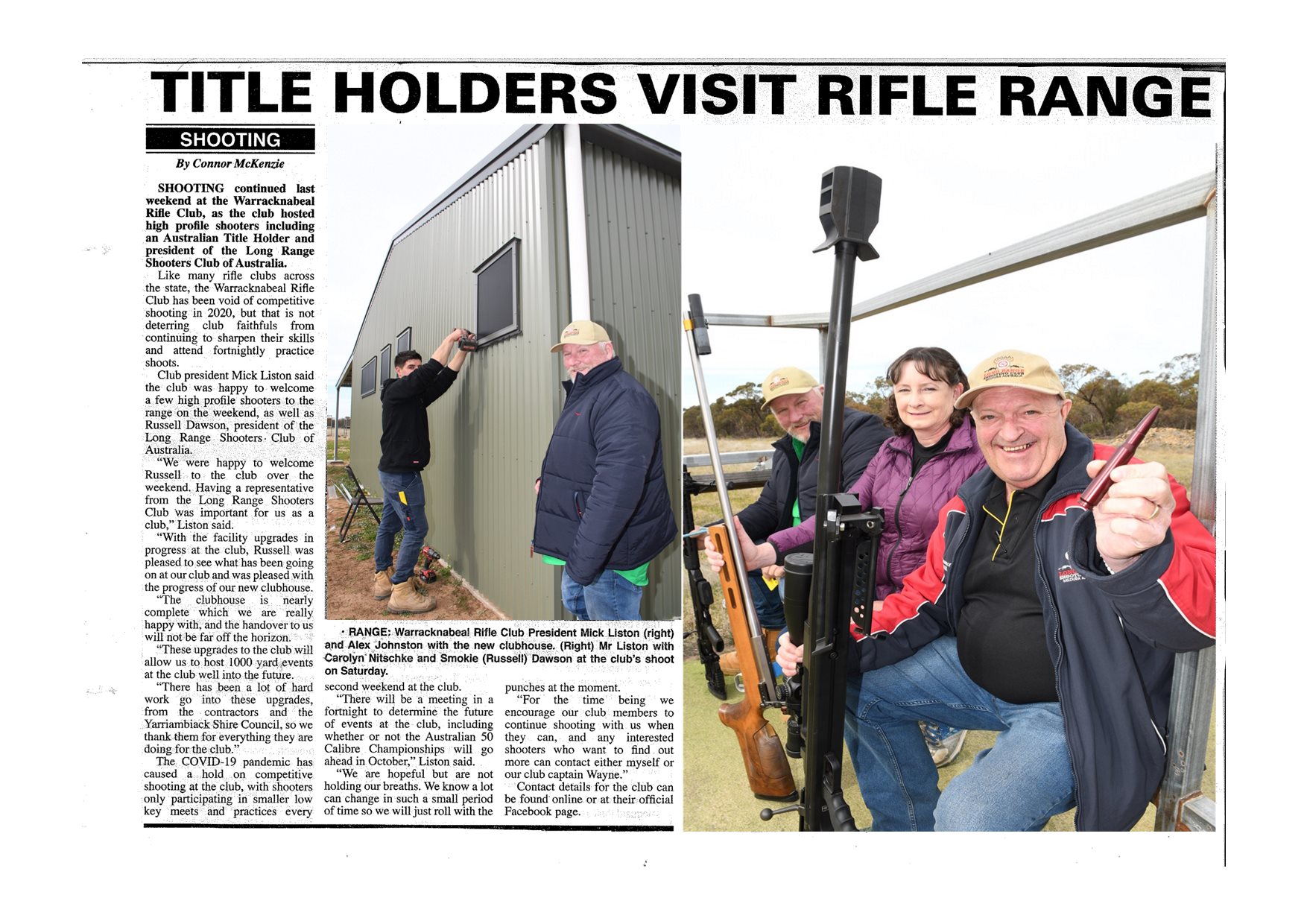 Newspaper clipping about the Warracknabeal Rifle Club