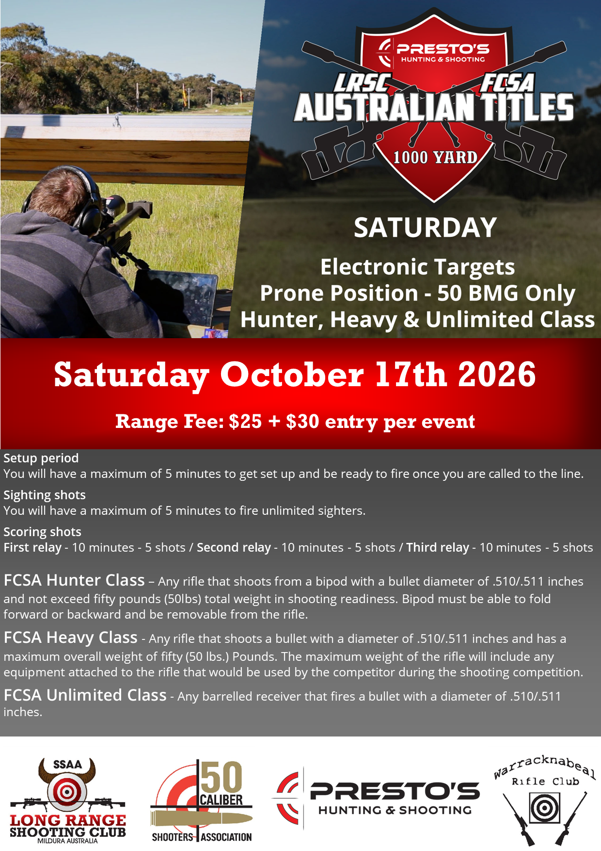 Warracknabeal Open Saturday schedule poster